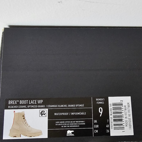 Sorel Women's Brex Lace Boot Size 9 Bleached Ceramic/Orange 1951211 NEW - Picture 10 of 10